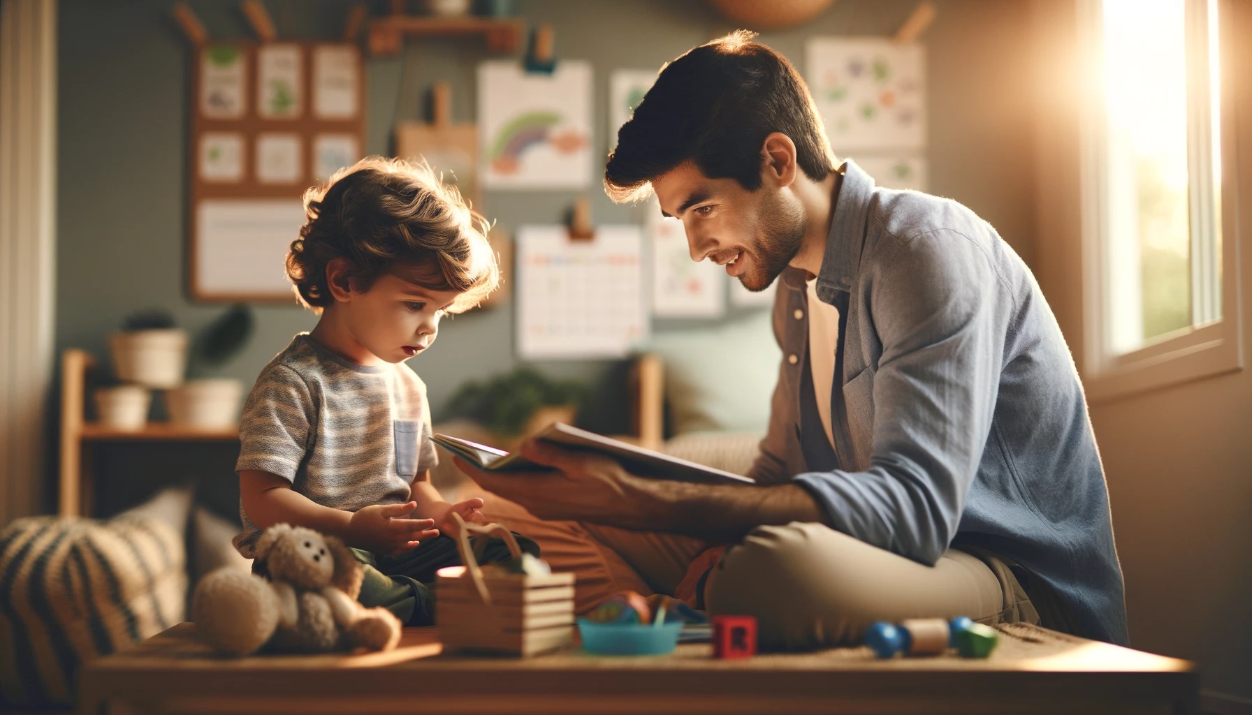 supportive scene where a parent or caregiver engages with a child in an activity promoting holistic development